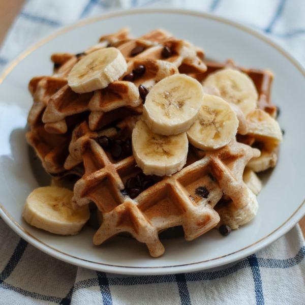 Waffles con plátano